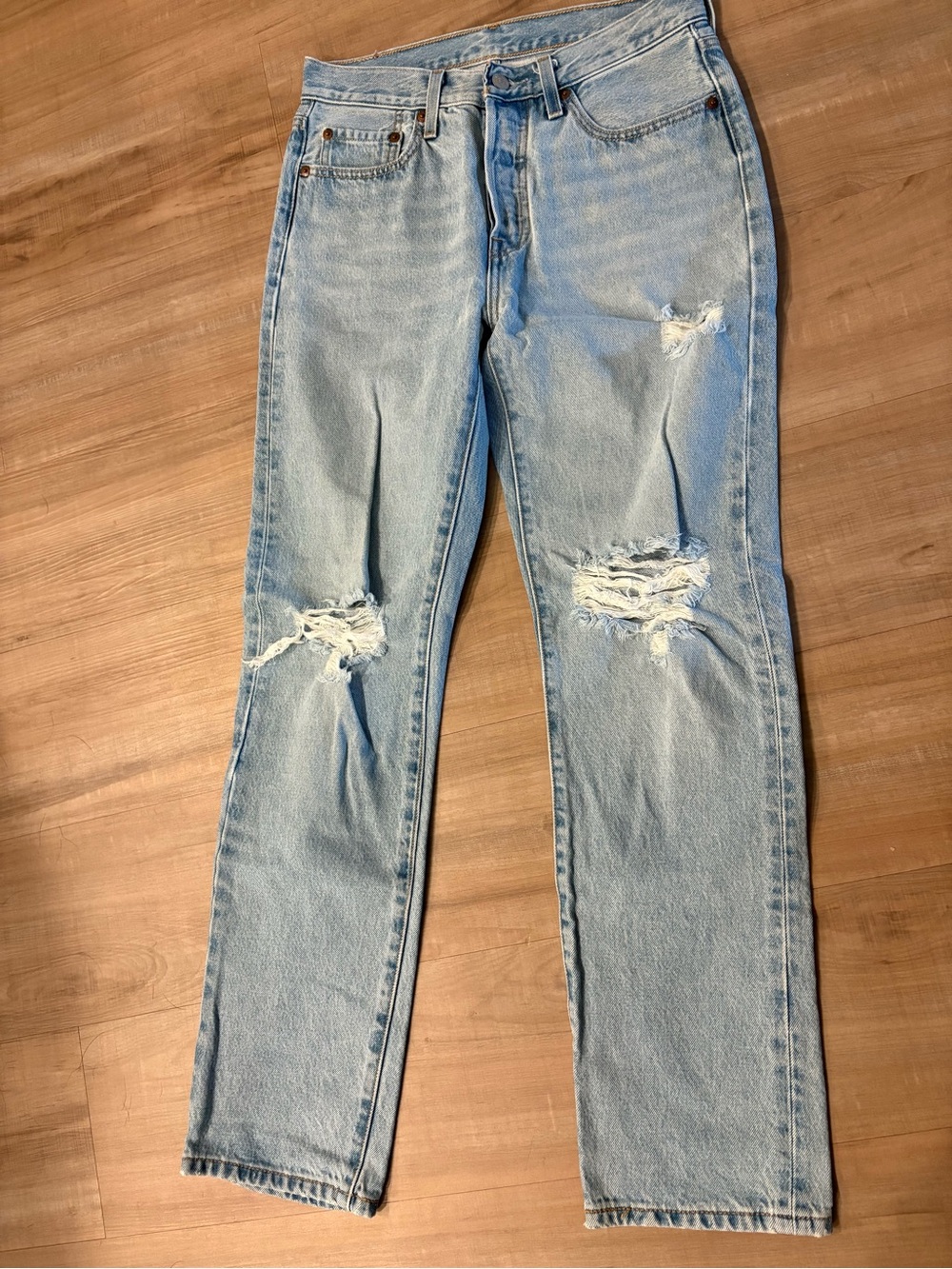 Levi's Light Blue High-Rise Distressed Jeans